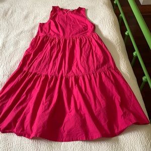 J. Crew hot pink midi dress with pockets, size 6